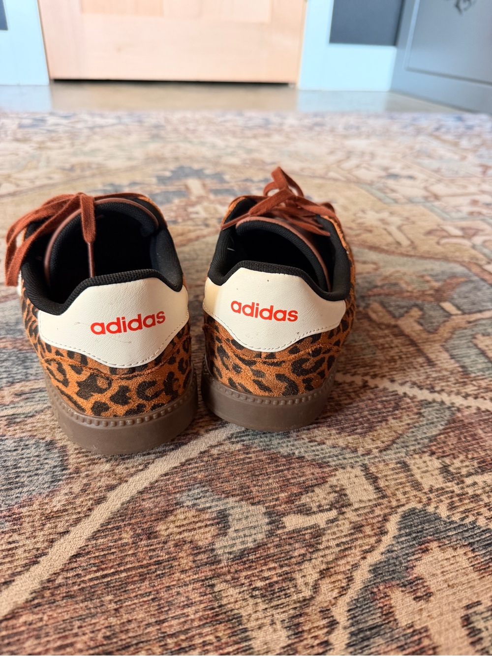adidas Breaknet Cloudfoam Plus Leopard Print Athletic Sneakers in Tan and Black - Picture 3 of 5
